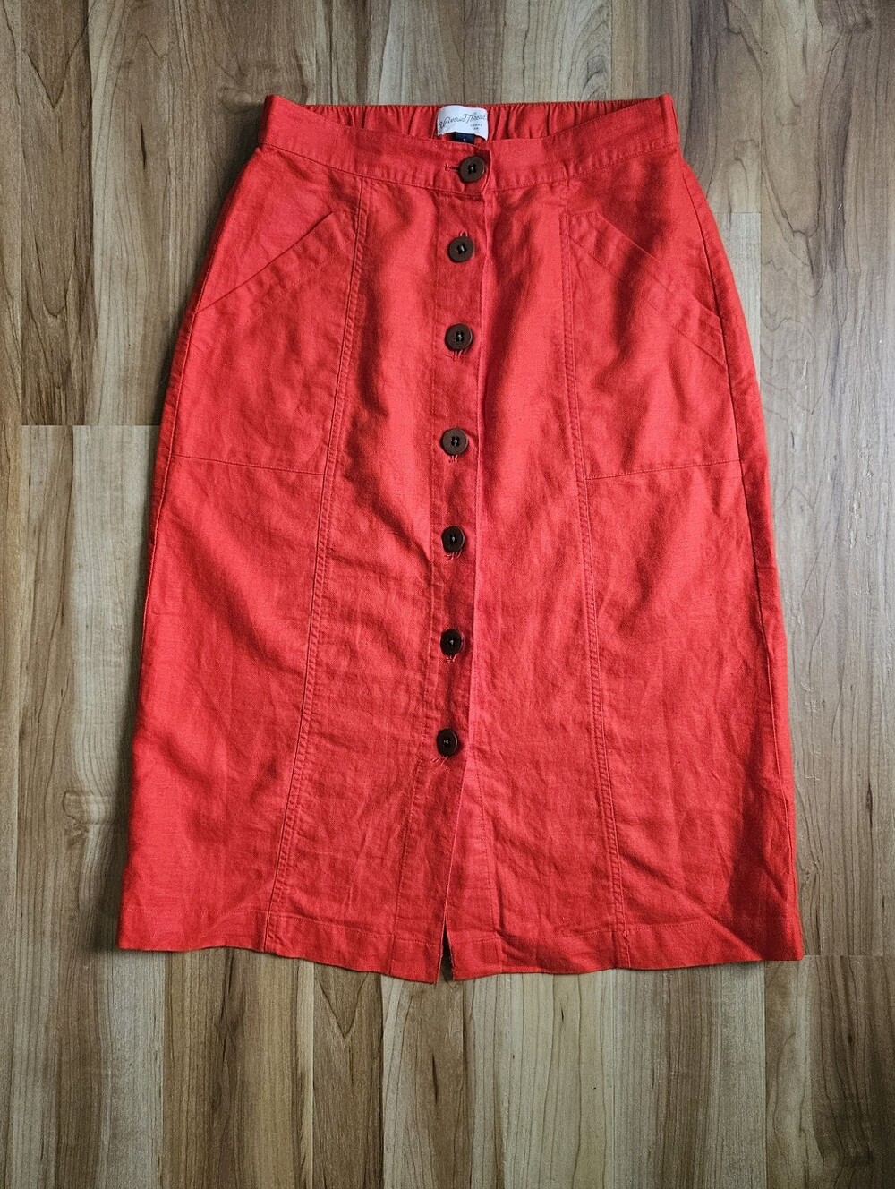 Universal Thread Red Linen Cotton High Waisted Skirt